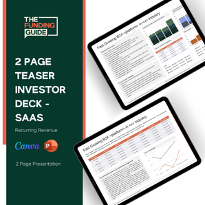 Investor 2 Page Teaser Deck – SaaS Companies
